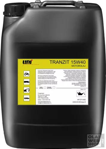 Uni+PERFORMANCE TRANZIT 15W-40 haszongép motorolaj 20L