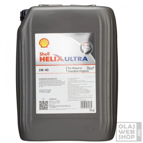 Shell Helix Ultra 5W-40 motorolaj 20L