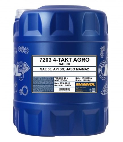 Mannol 7203 4-TAKT AGRO SAE 30 kertigép olaj 20L NR