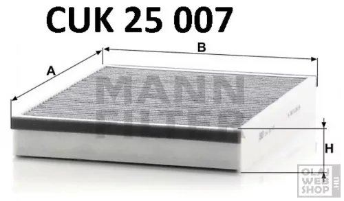 Mann-Filter aktívszenes pollenszűrő CUK25007