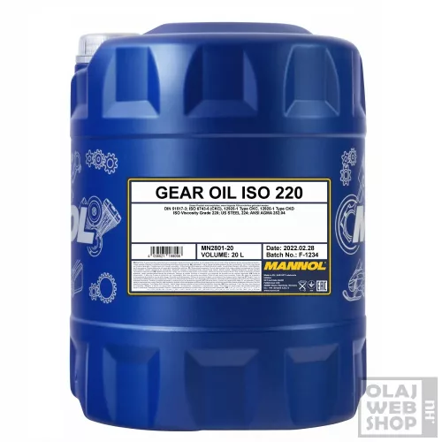 Mannol 2801 Gear Oil ISO 220 ipari hajtóműolaj 20L