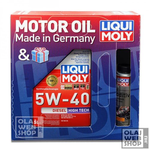 Liqui Moly Diesel High Tech 5W-40 motorolaj PDTDI 5 L + MoS2 súrlódáscsökkentő adalék 300 ml *csomag
