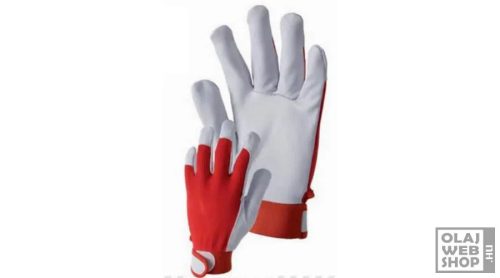 Rock Hobby színkecskebőr, piros-fehér sofőrkesztyű M/8 méret