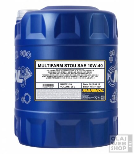 Mannol 2502 MULTIFARM STOU 10W-40 mezőgazdasági univerzális olaj 20L