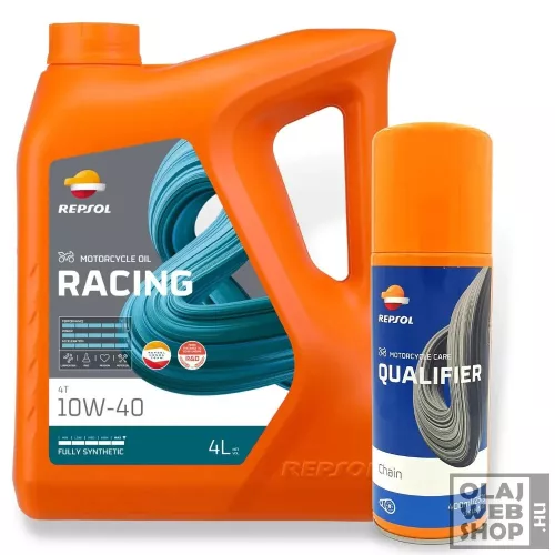 Repsol RACING 4T 10W-40 motorkerékpár olaj 4L + lánckenő spray 400ml