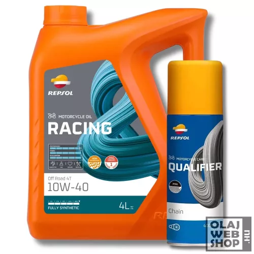 Repsol RACING Off Road 4T 10W-40 motorkerékpár olaj 4L  + lánckenő spray 400ml