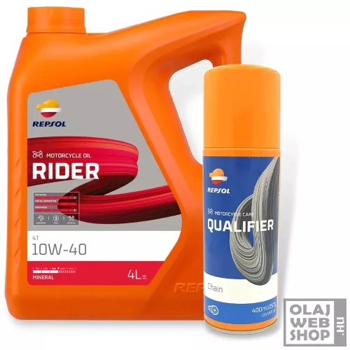 Repsol RIDER 4T 10W-40 motorkerékpár olaj 4L + lánckenő spray 400ml