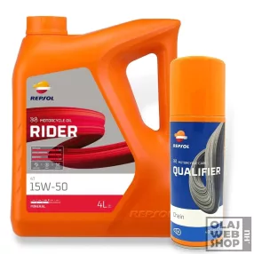   Repsol RIDER 4T 15W-50 motorkerékpár olaj 4L + lánckenő spray 400ml