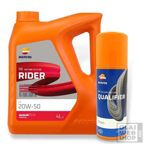 Repsol RIDER 4T 20W-50 motorkerékpár olaj 4L + lánckenő spray 400ml