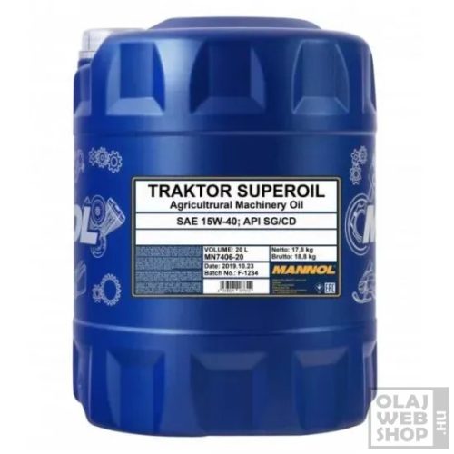 Mannol 7406 TRAKTOR SUPEROIL 15W-40 mezőgazdasági olaj 20L