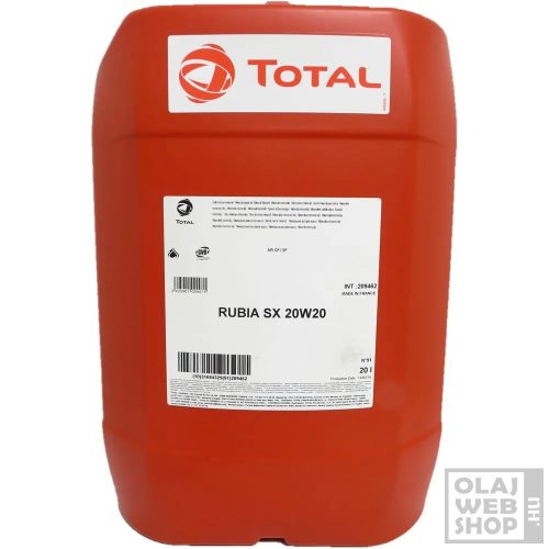 Total Rubia SX 20W-20 egyfokozatú ásvány kenőolaj 20L