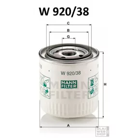 Mann-Filter olajszűrő W920/38