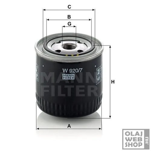 Mann-Filter olajszűrő W920/7