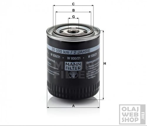 Mann-Filter olajszűrő W930/21