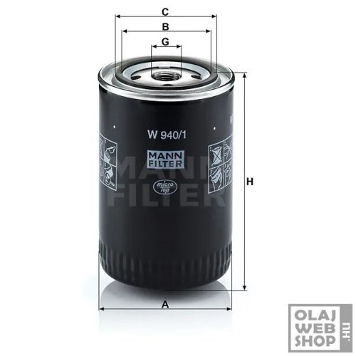 Mann-Filter olajszűrő W940/1